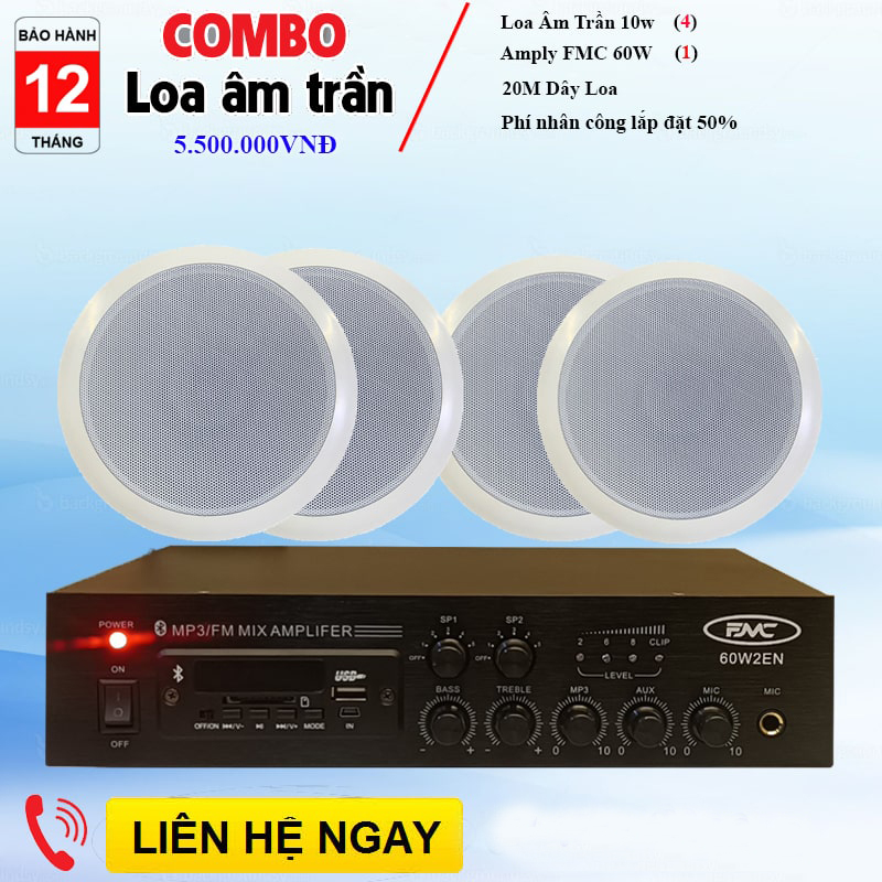 Combo 4 loa âm trần cao cấp + 1 Amply 5.500.000vnđ