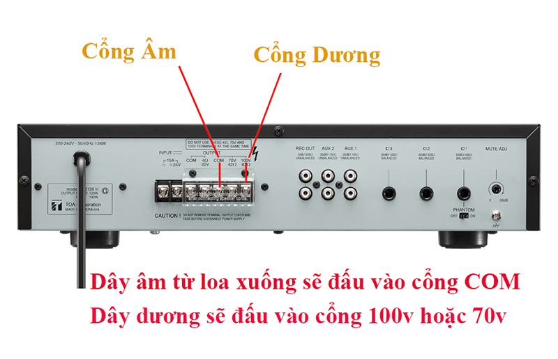 Đấu loa âm trần vào cổng trên amply đúng chuẩn